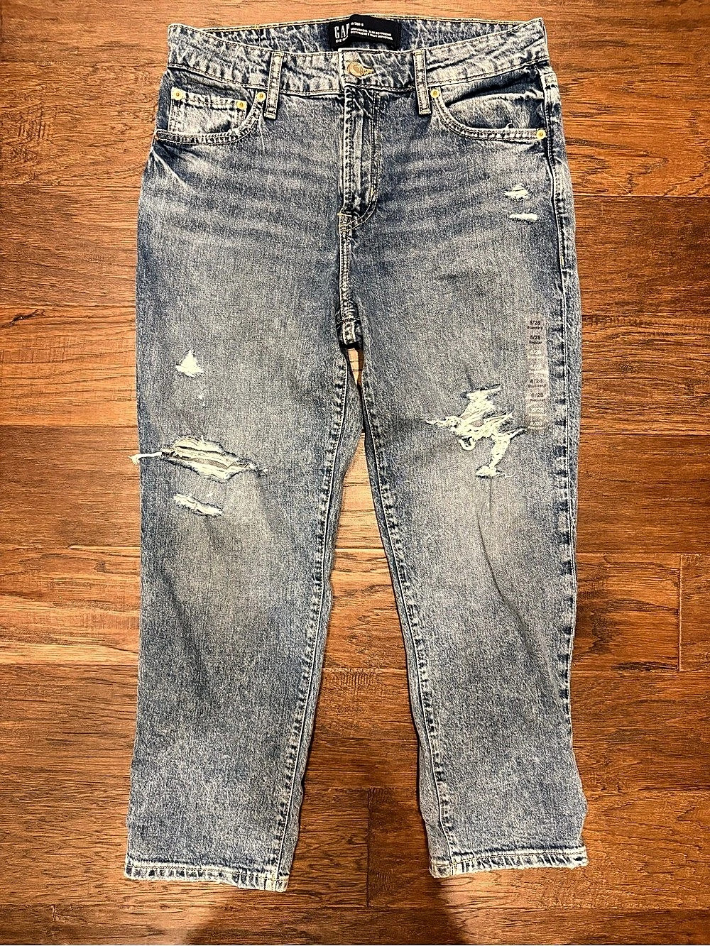 GAP Universal Slim Boyfriend Distressed Straight Leg Jeans